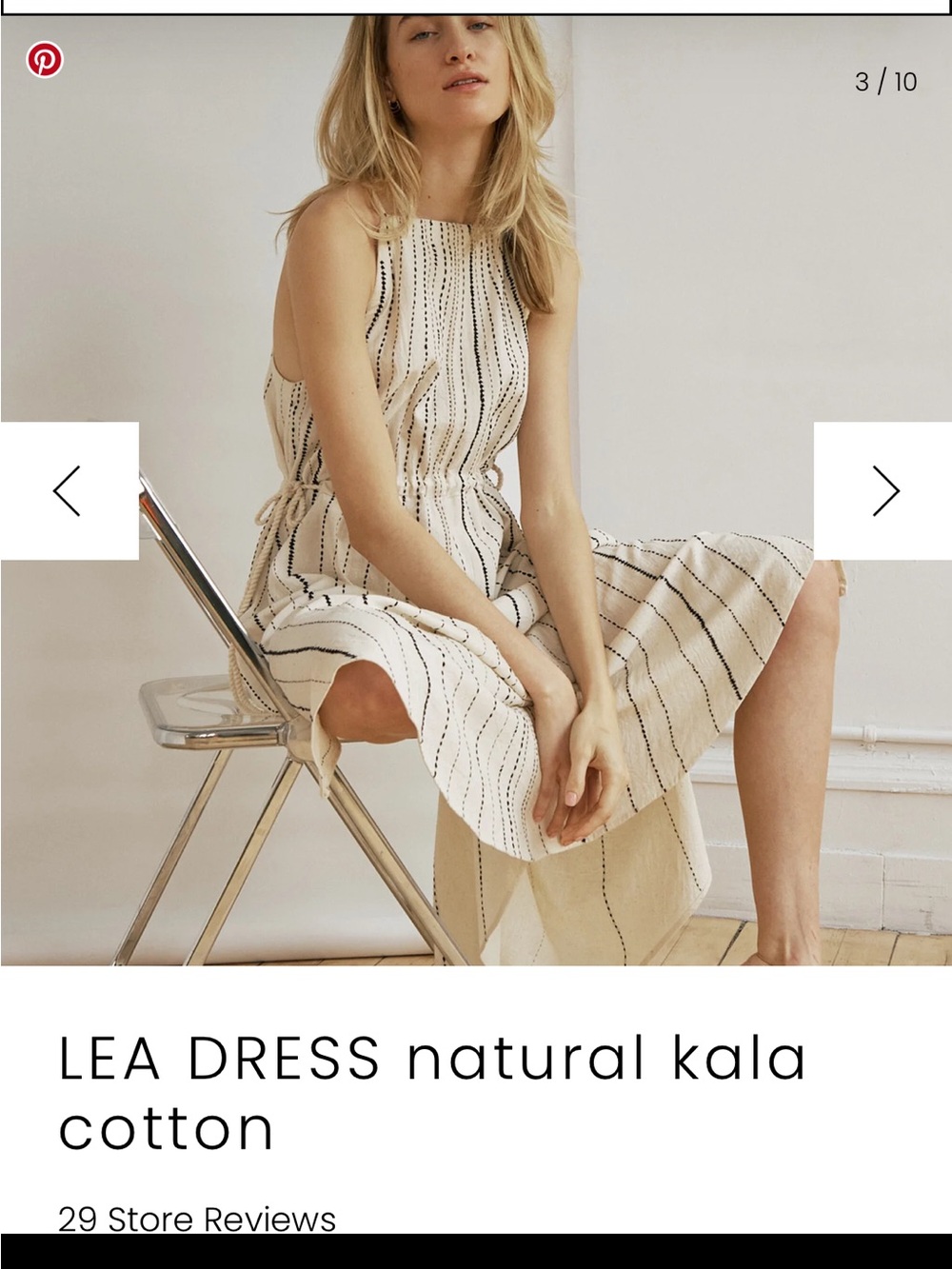 NYMANE Women's Cream Striped Midi Lea Dress